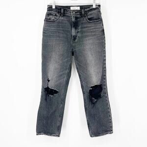 Abercrombie & Fitch The Ankle Straight Jeans Ultra High Rise Distressed SHORT